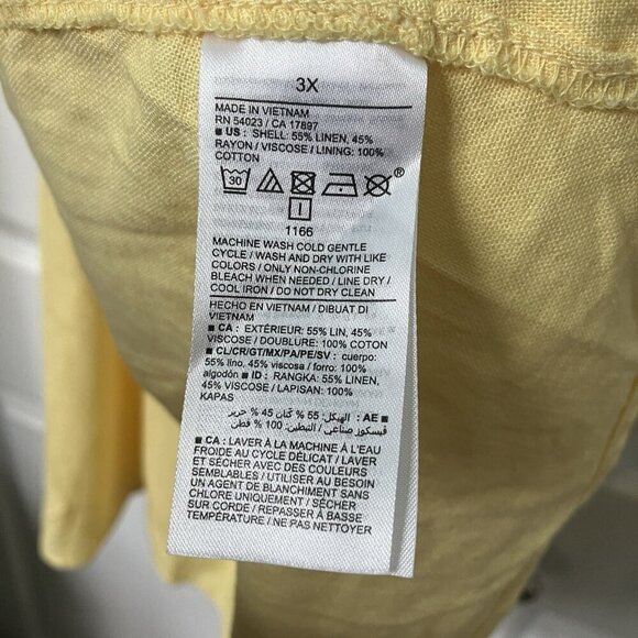 Old Navy Dress Womens 3x Yellow Wrap Puff Sleeve Mini NWT Linen Blend - Picture 4 of 11